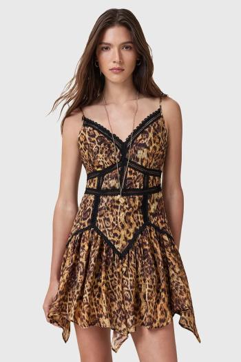Šaty AllSaints ZIA oranžová farba, mini, áčkový strih, W095DC