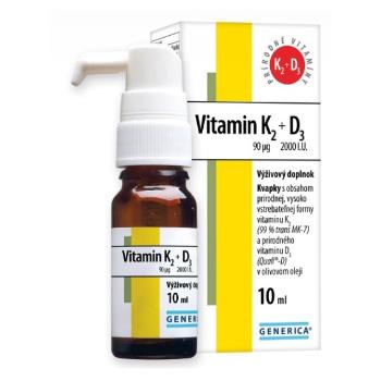 GENERICA Vitamin K2 90 µg + D3 2000 I.U. kvapky 10 ml