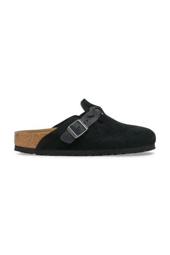 Semišové šľapky Birkenstock Boston Braided čierna farba, 1030497