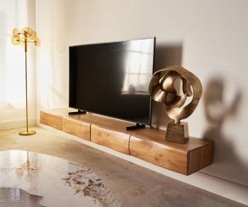 TV stolík Nový 240 cm prírodná akácia 4 dvierka na zavesenie
