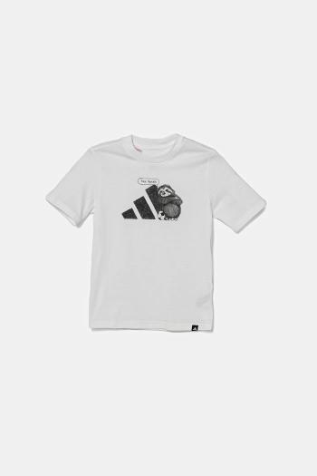 Detské bavlnené tričko adidas biela farba, s potlačou, JV5251