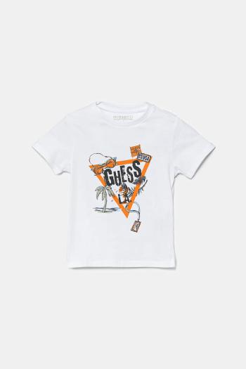 Detské bavlnené tričko Guess biela farba, s potlačou, N5GI05 K8HM4
