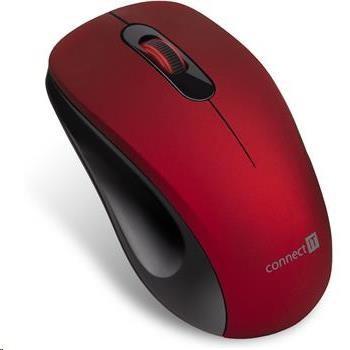 CONNECT IT "MUTE" bezdrôtová optická tichá myš, USB, (+ 1x AA batéria zadarmo), červená