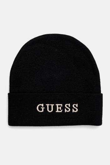 Čiapka Guess čierna farba, z hrubej pleteniny, AW5189 POL01