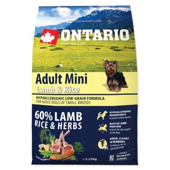 ONTARIO Adult Mini Lamb & Rice granule pre psov 1 ks, Hmotnosť balenia (g): 2,25 kg