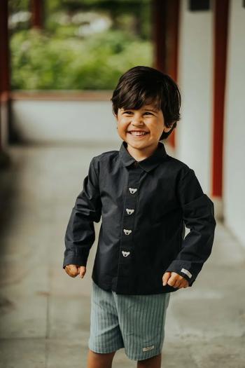 Bavlnená košeľa pre bábätká Donsje Lauden Shirt Koala tmavomodrá farba, 4096502