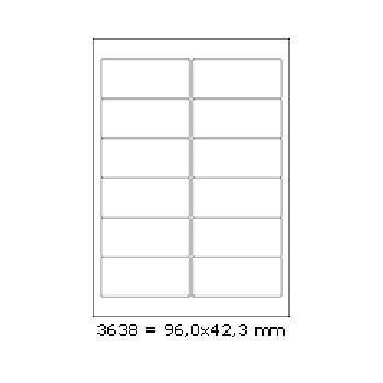 Samolepiace etikety 96 x 42,3 mm, 12 etikiet, A4, 100 listov