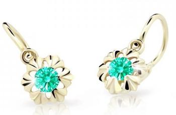 Cutie Jewellery Zlaté detské náušnice C2213-10-X-1 svetlo zelená