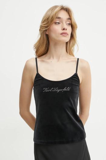 Zamatový top Karl Lagerfeld čierna farba, A1W44006