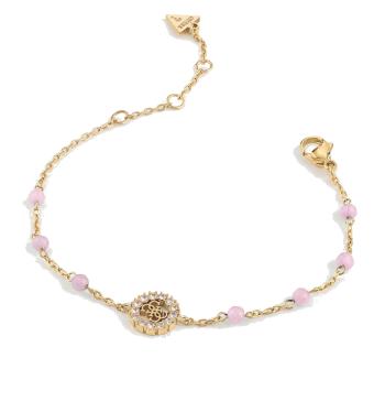 Guess Pôvabný pozlátený náramok s korálkami Natural Stones JUBB03074JWYGLR 19,5 cm