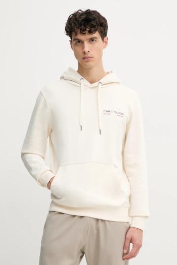 Bavlnená mikina Tommy Hilfiger pánska, béžová farba, s kapucňou, jednofarebná, MW0MW39151
