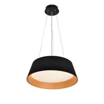 Závesná lampa Umbria čierna drevená s LED bielym tienidlom