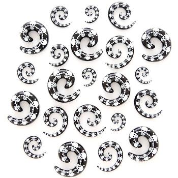 Expander do ucha - usmievavá lebka s prekríženými kosťami, špirála - Hrúbka: 4 mm