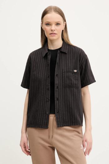 Bavlnená košeľa Dickies dámska, čierna farba, regular, s klasickým golierom, DK0A4Z7UBLK1