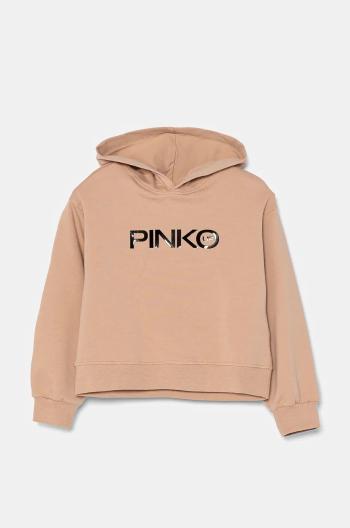 Detská mikina Pinko Up oranžová farba, s kapucňou, s potlačou, F4PIJGHS091