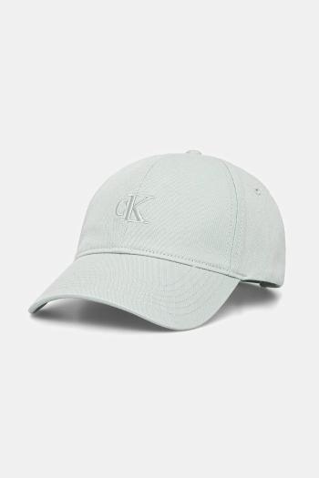 Bavlnená šiltovka Calvin Klein Jeans tyrkysová farba, s potlačou, LV04K5024G