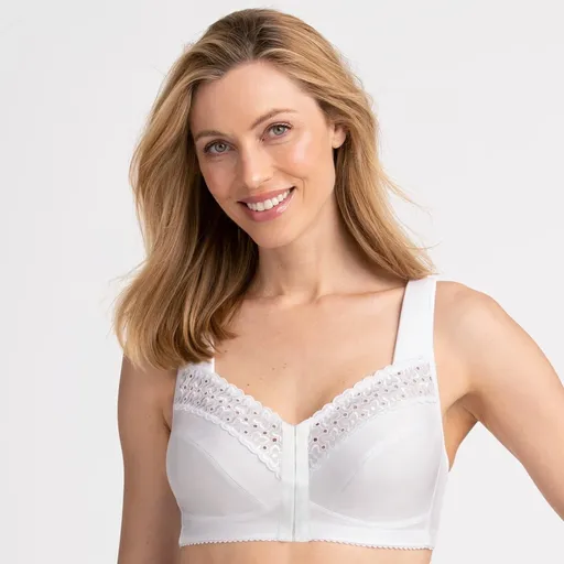 Podprsenka Broderie Anglaise so zapínaním vpredu, bez kostíc