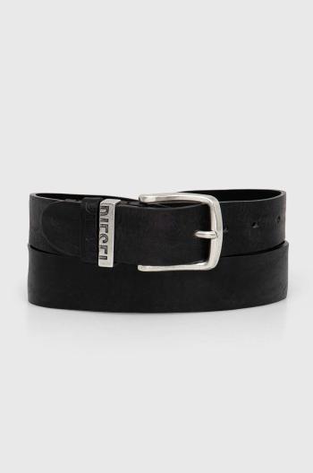 Kožený opasok Diesel B-VISIBLE BELT pánsky,čierna farba,X08506.PS142