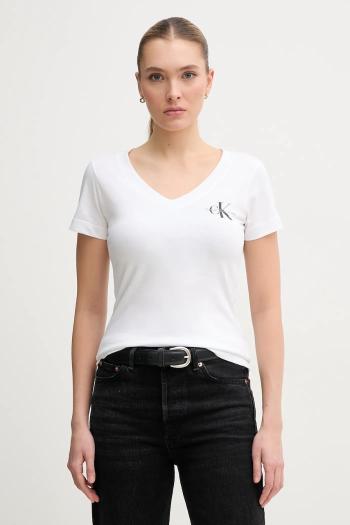 Bavlnené tričko Calvin Klein Jeans 2-pak dámske, biela farba, J20J223447