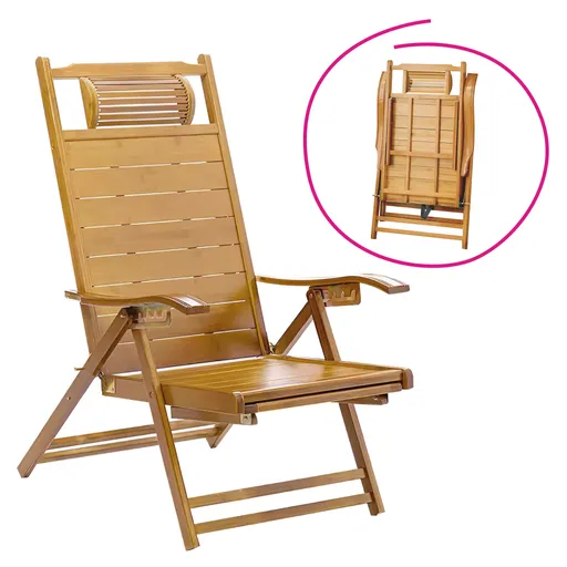 Zahradní polohovací křeslo, přírodní, bambus ,VARDON