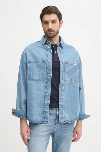 Rifľová košeľa Calvin Klein Jeans pánska, voľný strih, s klasickým golierom, J30J327511