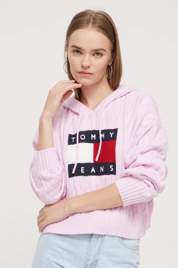 Sveter Tommy Jeans dámsky,ružová farba,DW0DW16528