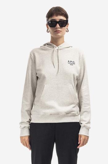 Bavlnená mikina A.P.C. Hoodie Manuela dámska, béžová farba, s kapucňou, s nášivkou, COEZD-F27760