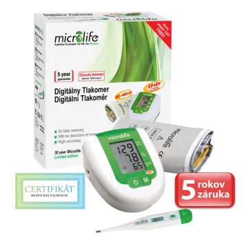 MICROLIFE TLAKOMER DIGITÁLNY BP 3AG1 automatický s adaptérom na rameno + teplomer MT 3001