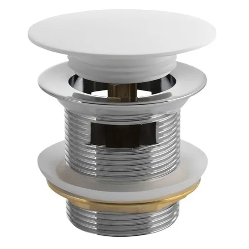 Vaňová výpusť 6/4" Polysan click clack, rockstone, biela matná 72195