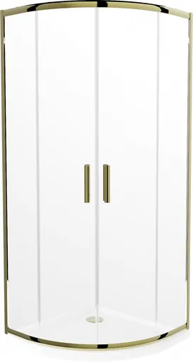 MEXEN/S - Rio sprchovací kút štvrťkruh 80x80, transparent, zlatá + biela vanička so sifónom 863-080-080-50-00-4110G