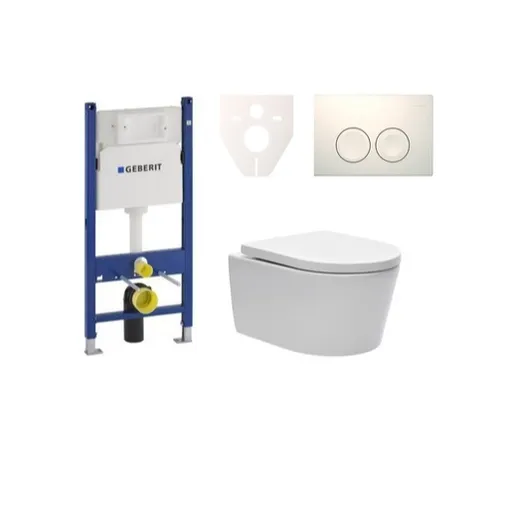 Cenovo zvýhodnený závesný WC set Geberit do ľahkých stien / predstenová montáž + WC SAT Brevis SIKOGES7W1