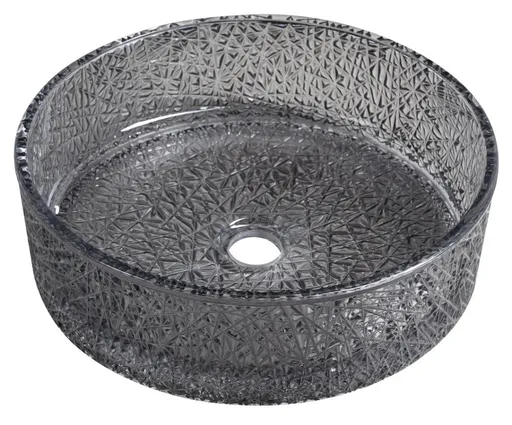 SAPHO - ERSEL gravírované sklenené umývadlo na dosku priemer 39,5cm, čierna TY323B