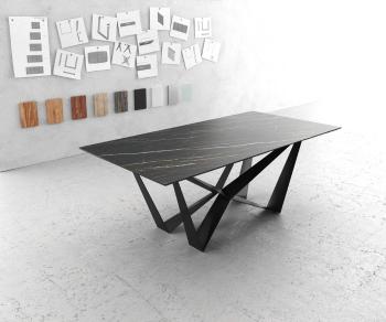 Jedálenský stôl Edge 200x100cm Laminam® keramická hnedá podnož plochá