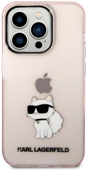 Telefon tok Karl Lagerfeld IML Choupette NFT iPhone 14 Pro Max rózsaszín hátlap tok