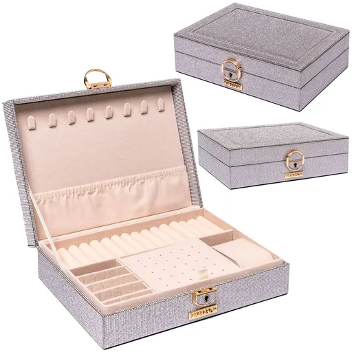 Strieborná šperkovnica s priestorom na hodinky a kľúčikom