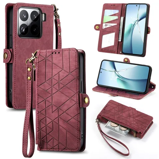 GEOM Peňaženkové puzdro pre Xiaomi 15 červené