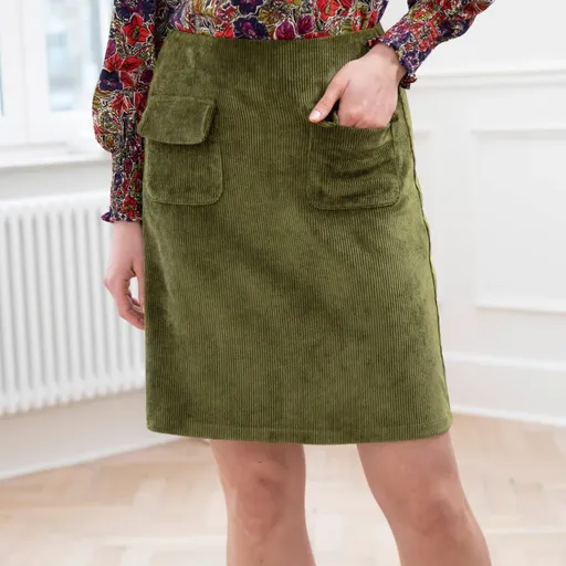 Rozšírená menčestrová sukňa s vreckami