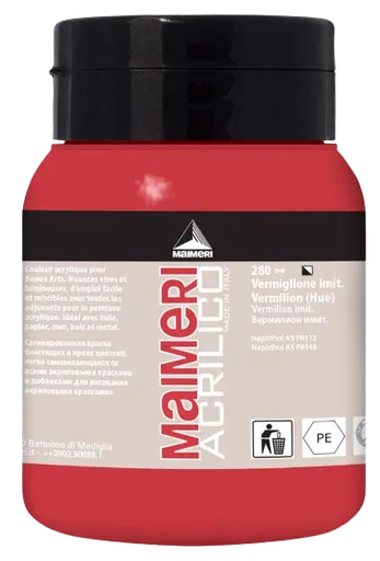 MAIMERI ACRILICO - Akrylové farby 280 - vermilion hue, 0,5 L