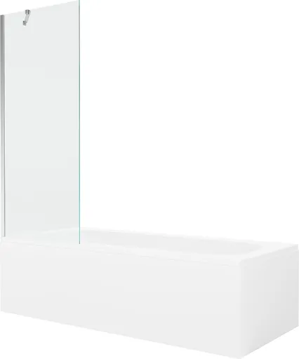 MEXEN/S - Vega obdĺžniková vaňa 150 x 70 cm s panelom + vaňová zástena 70, transparent, chróm 550115070X9507000001
