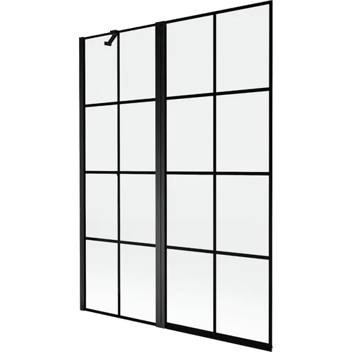 MEXEN - MIST vaňová zástena 130x150 cm 6mm f+s, čierna, dekor, ľavá 8A9-130-011-70-77-L