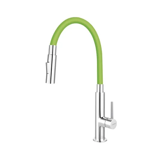 Drezová batéria Novaservis so silikónovým ramienkom, 2 prúdy zelená / chróm 70730,0Z