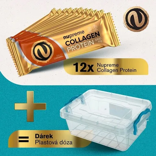 NUPREME Proteínové tyčinky slaný karamel v dóze 12 ks