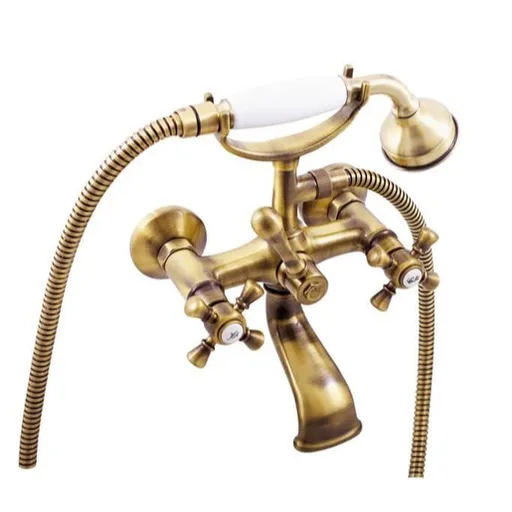 Vaňová batéria RAV Slezák MORAVA so sprchovacím setom 150 mm stará mosadz MK359.5/2SM