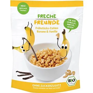 Freche Freunde BIO Cereálie Chrumkavé čísla – Banán a vanilka 125 g (4260618520185)