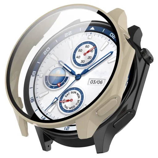 PC FULL COVER Plastový kryt so sklom pre OnePlus Watch 2 béžový