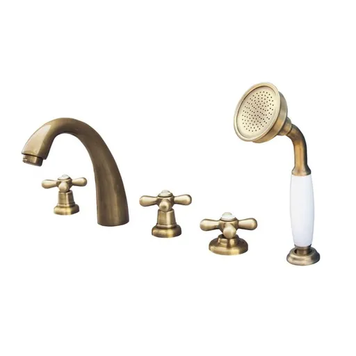 Vaňová batéria RAV Slezák MORAVA so sprchovacím setom stará mosadz MK176.5PSM