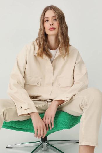 Bavlnená bunda typu bomber Medicine dámska, béžová farba, prechodná, oversize