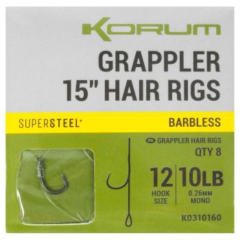 Korum náväzec grappler 15” hair rigs barbless 38 cm - veľkosť háčika 12 priemer 0,26 mm nosnosť 10 lb