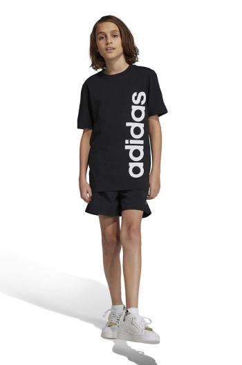 Detské krátke nohavice adidas čierna farba, nastaviteľný pás