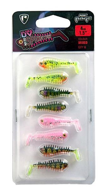 Fox rage gumová nástraha uv micro spikey mixed colour pack 4 cm 8 ks